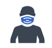 Icon of a person wearing a blue face mask.