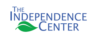 Logo of The Independence Center with blue text and a green leaf graphic below the word "Independence.